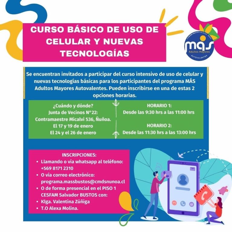 Curso de Uso de Celular Adulto Mayor Junta de Vecinos Contramaestre